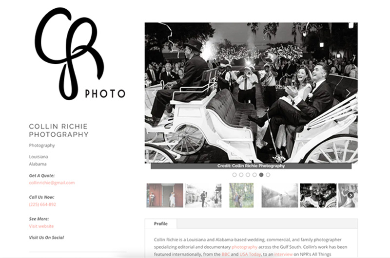 Sample of what a vendor listling looks like on SouthernBride.com