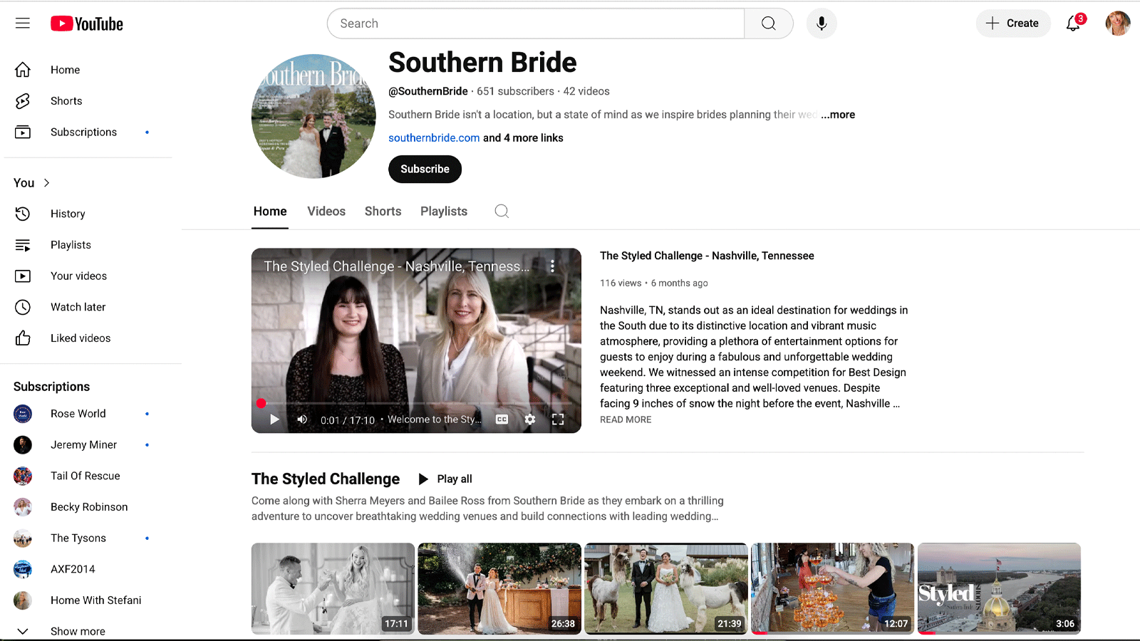 Southern Bride YouTube Channel Southern Bride YouTube Channel